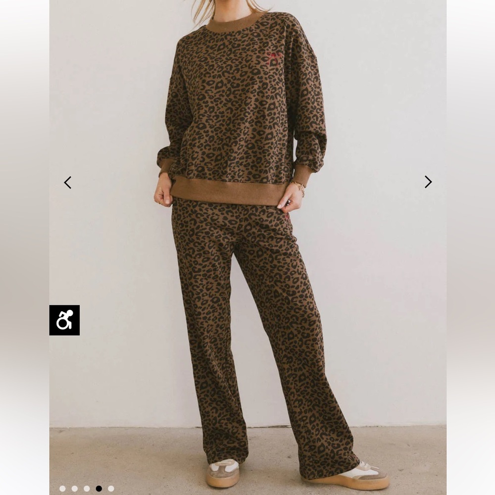 bohme Brown Leopard Print Track Pants & Sweatshirt Set